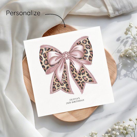 Serviette En Papier Empreinte de léopard Two Wild Bow 2e anniversaire