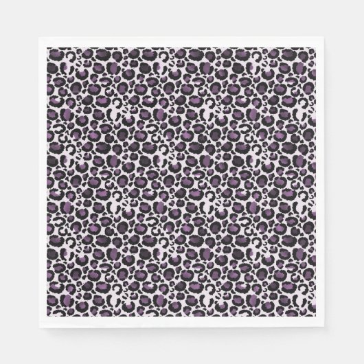 Serviette En Papier Empreinte de léopard violet noir (Devant)