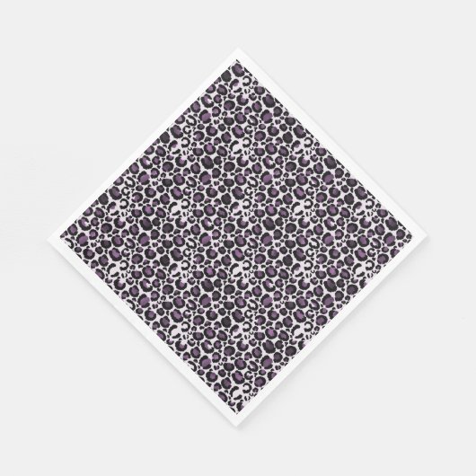 Serviette En Papier Empreinte de léopard violet noir (Coin)