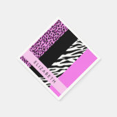 Serviette En Papier Empreinte de léopard, Zebra Print, Rose, Votre nom (Coin)