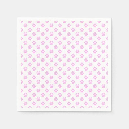 Serviette En Papier Empreinte de patte chien clair rose blanc Arrière (Devant)