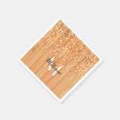 Serviette En Papier Empreinte en bois de bambou orange brillant Monogr (Coin)