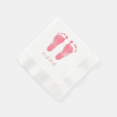 Serviette En Papier Empreintes de bébé rose et blanc (Coin)