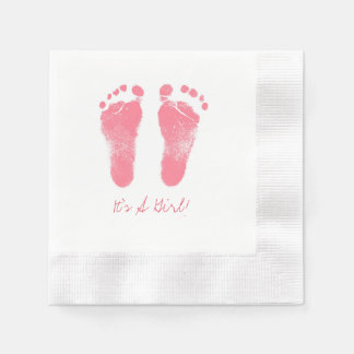 Serviette En Papier Empreintes de bébé rose et blanc