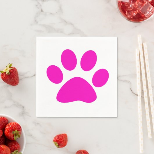 Serviette En Papier Empreintes de patte roses Mignonnes Féminines Coul (En situation)