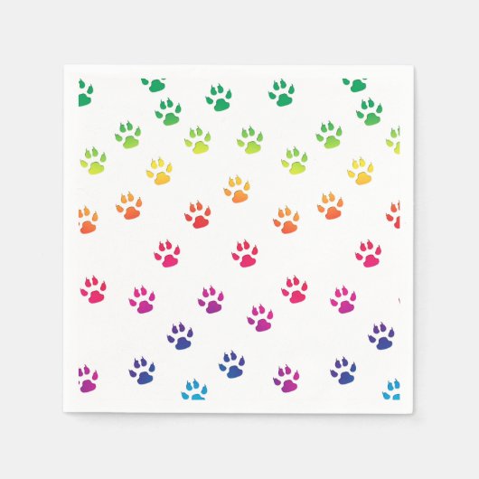 Serviette En Papier Empreintes de pattes arc-en-ciel (Devant)