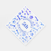 Serviette En Papier Empreintes de pattes bleus Aquarelle personnalisée (Coin)