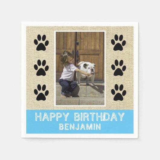 Serviette En Papier Empreintes de pattes de chien Photo Anniversaire d (Devant)