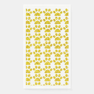 Serviette En Papier Empreintes de pattes Gold Parties scintillant Blan
