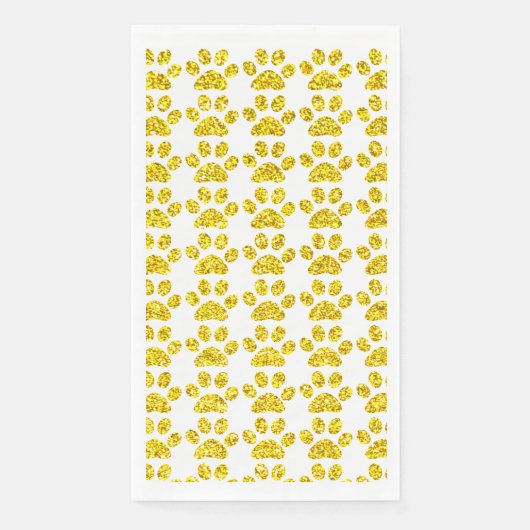 Serviette En Papier Empreintes de pattes Gold Parties scintillant Blan (Devant)