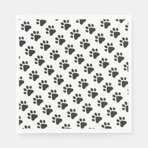 Serviette En Papier Empreintes de pattes Pet chat Chien noir blanc Par