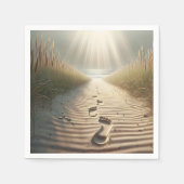 Serviette En Papier Empreintes De Plage Dans Le Sable (Devant)