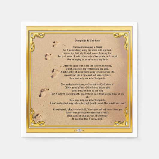 Serviette En Papier Empreintes Papier Napkin Dans Le Sable (Devant)