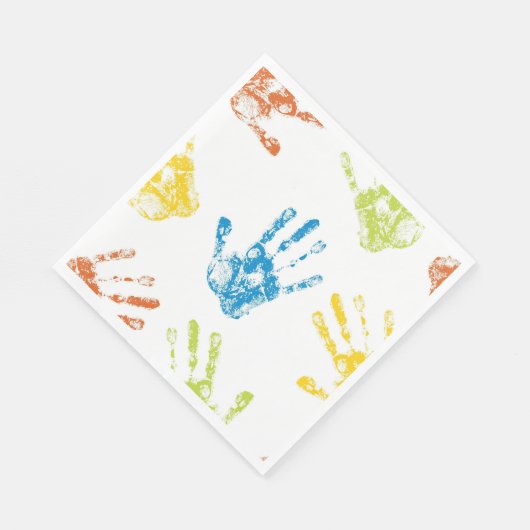 Serviette En Papier Empreintes pour enfants dans la peinture (Coin)