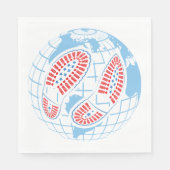 Serviette En Papier Empreintes Sur Un Globe (Devant)
