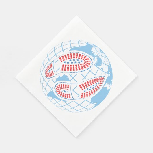 Serviette En Papier Empreintes Sur Un Globe (Coin)