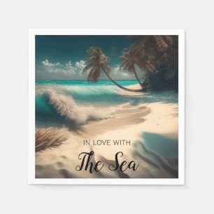 Serviette En Papier En amour avec la mer   Art tropical