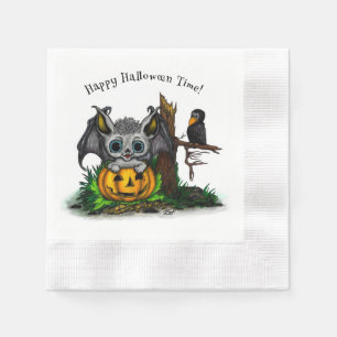 Serviette En Papier En attendant Halloween, Chauve-souris et Corbeau m