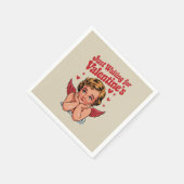 Serviette En Papier En attendant l'Amour Cupidé Rétro de Saint Valenti (Coin)