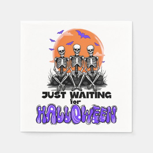 Serviette En Papier En attente d'Halloween, squelette Éffrayant mignon (Devant)