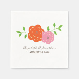 Serviette En Papier En Fleur Orange Rose Papier Floral serviettes