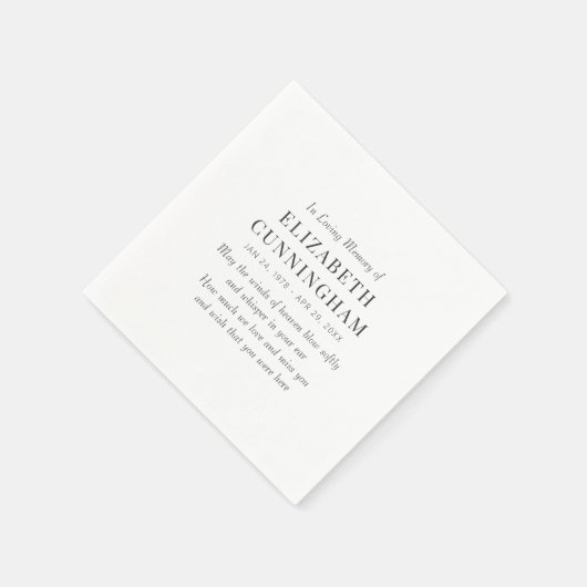 Serviette En Papier En Mémoire Amoureuse Mémorial Simple (Coin)