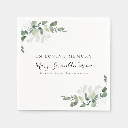 Serviette En Papier En mémoire d'amour Eucalyptus funérailles Mémorial (Devant)