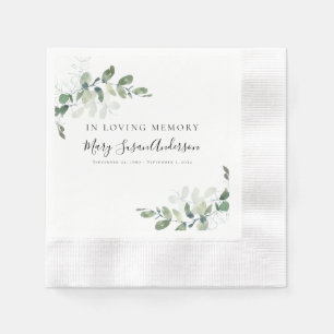 Serviette En Papier En mémoire d'amour Eucalyptus funérailles Mémorial