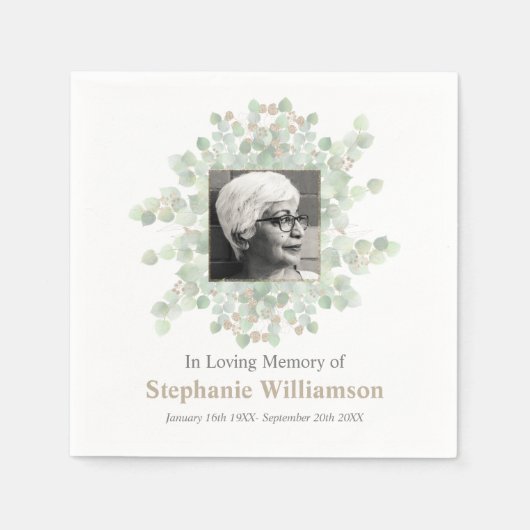 Serviette En Papier En mémoire d'amour funéraire mémorial Eucalyptus R (Devant)