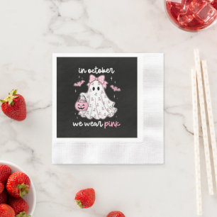 Serviette En Papier en Octobre Nous Portons Rose Fantôme Halloween