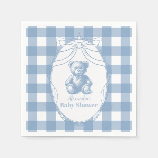 Serviette En Papier en vichy Baby shower français Teddy Bear (Devant)