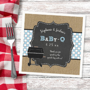 Serviette En Papier en vichy bébé Q garçon décor baby shower barbecue 