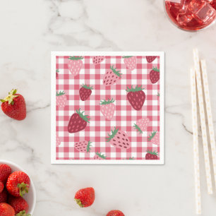 Serviette En Papier en vichy Berry aux fraises roses et rouges