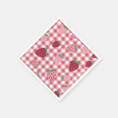 Serviette En Papier en vichy Berry aux fraises roses et rouges (Coin)