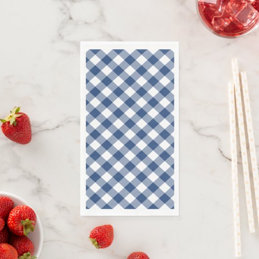 Serviette En Papier En vichy blanc et bleu (En situation)