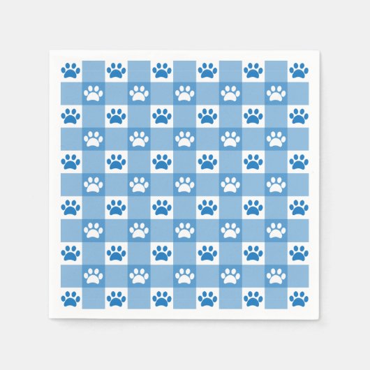 Serviette En Papier En vichy bleu avec fête de pique-nique Empreinte d (Devant)