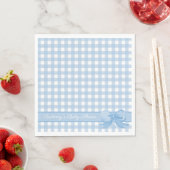 Serviette En Papier En vichy bleu avec serviettes en Baby shower Bow (En situation)