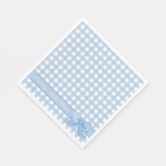 Serviette En Papier En vichy bleu avec serviettes en Baby shower Bow (Coin)