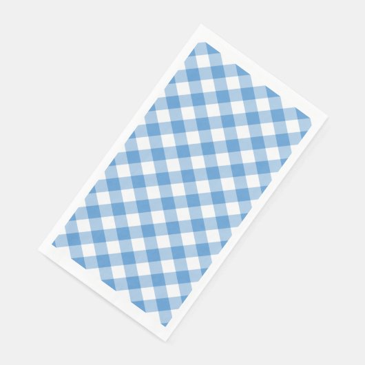 Serviette En Papier En vichy bleu clair et blanc (Coin)