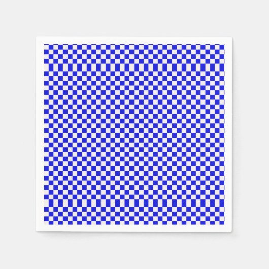 Serviette En Papier En vichy Bleu Et Blanc À damiers (Devant)