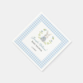 Serviette En Papier En vichy Bleu Petit Lapin Printemps Bébé Garçon Do (Coin)