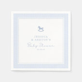 Serviette En Papier En vichy bleu Rocse Baby shower à cheval Napkin (Devant)