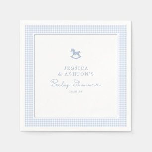Serviette En Papier En vichy bleu Rocse Baby shower à cheval Napkin