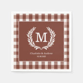 Serviette En Papier En vichy Brown Monogramme Crest (Devant)
