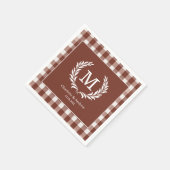 Serviette En Papier En vichy Brown Monogramme Crest (Coin)
