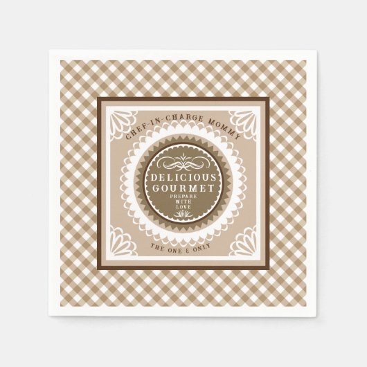 Serviette En Papier En vichy Buffalo Brown. Serviettes de table (Devant)