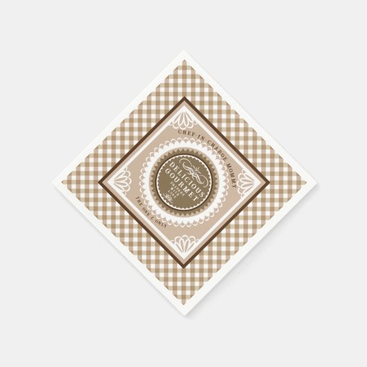 Serviette En Papier En vichy Buffalo Brown. Serviettes de table (Coin)