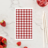 Serviette En Papier En vichy classique rouge et blanc (En situation)