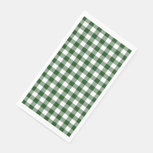 Serviette En Papier En vichy classique vert et blanc (Coin)