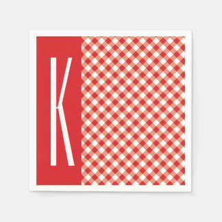 Serviette En Papier En vichy diagonale rouge et blanc.